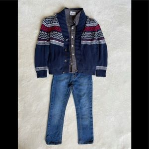 Boys matching outfit- shirt, sweater, and jeans